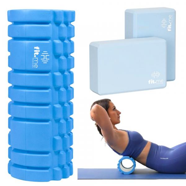 Zestaw roller z wypustkami + kostki do jogi Fit.Me