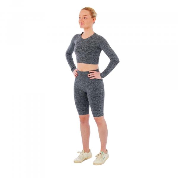 Damski zestaw sportowy Xtreme - krótkie spodenki + sportowy Croptop - Antracyt