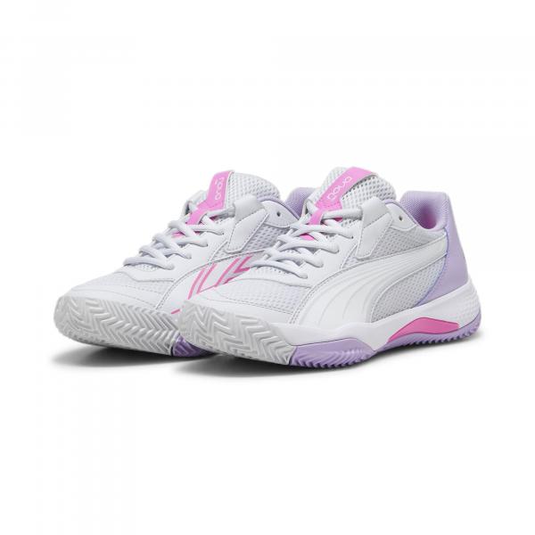 Damskie buty do padla NOVA Court PUMA Silver Mist White Vivid Violet Gray Purple