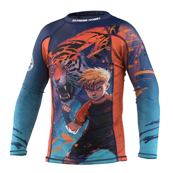 Koszulka sportowa dziecięca Rashguard do MMA EXTREME HOBBY TIGER