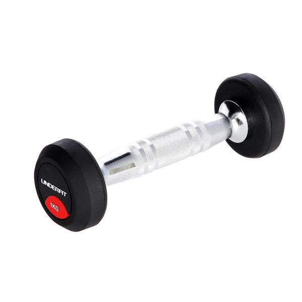Hantla gumowana 1 kg UNDERFIT do ćwiczeń siłowych fitness