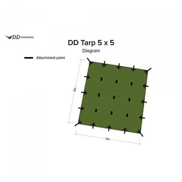 Outdoorowy DD Hammocks Tarp 5x5 Olive Green