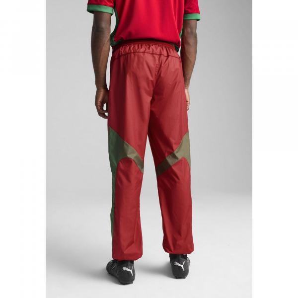 Męskie tkane spodnie przedmeczowe Maroko PUMA Intense Red Archive Green