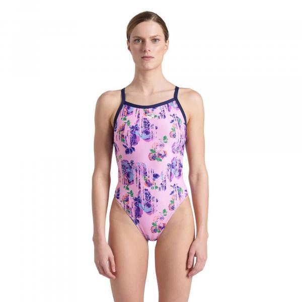 Strój pływacki jednoczęściowy damski arena Rose Texture Swimsuit Xcross Back