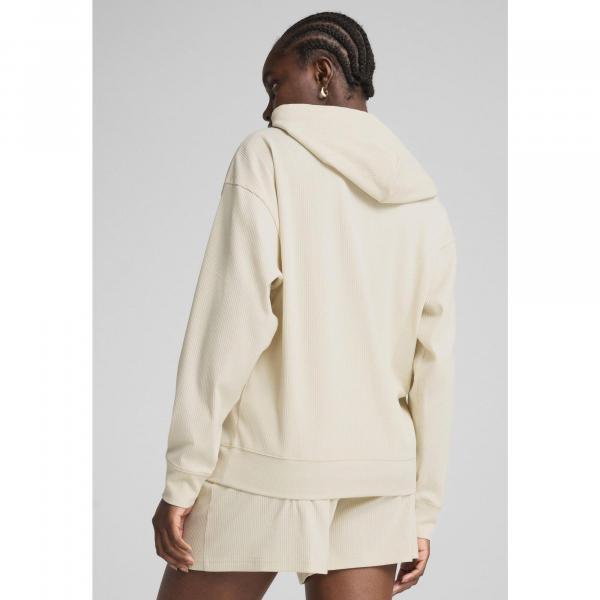 Damska wygodna prążkowana bluza z kapturem ESS ELEVATED PUMA Alpine Snow White