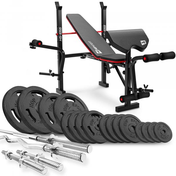 Zestaw kulturystyczny Hop-Sport Strong 106kg z ławką HS-1055