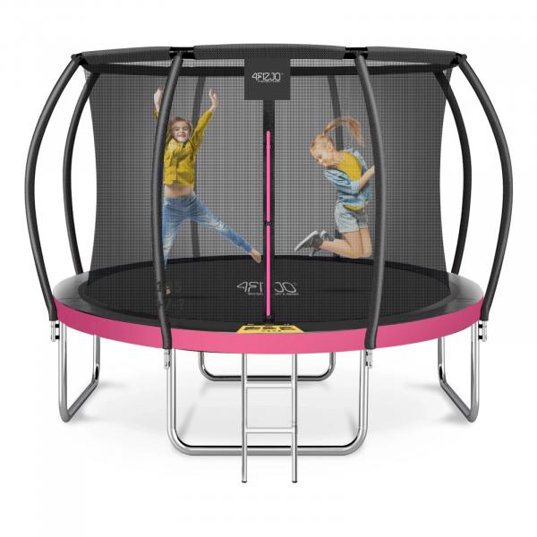 Trampolina ogrodowa dla dzieci 4FIZJO PRO z siatką ochronną 374cm 12FT różowa