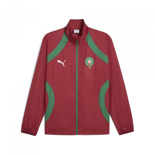 Męska tkana kurtka przedmeczowa Maroko PUMA Intense Red Archive Green