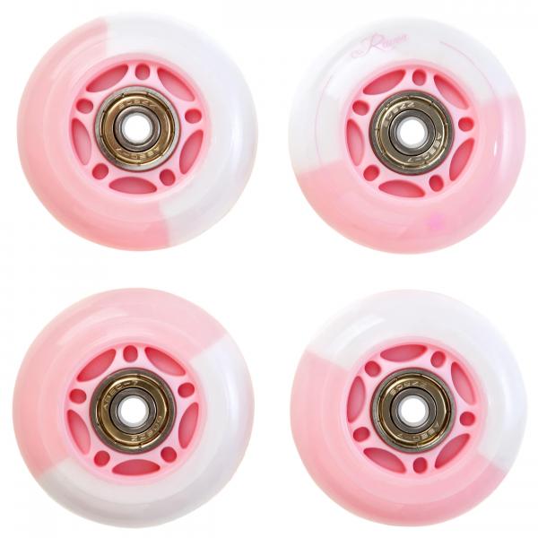 4x Świecące kółka LED do rolek Raven Etta White/Pink 64mm PU