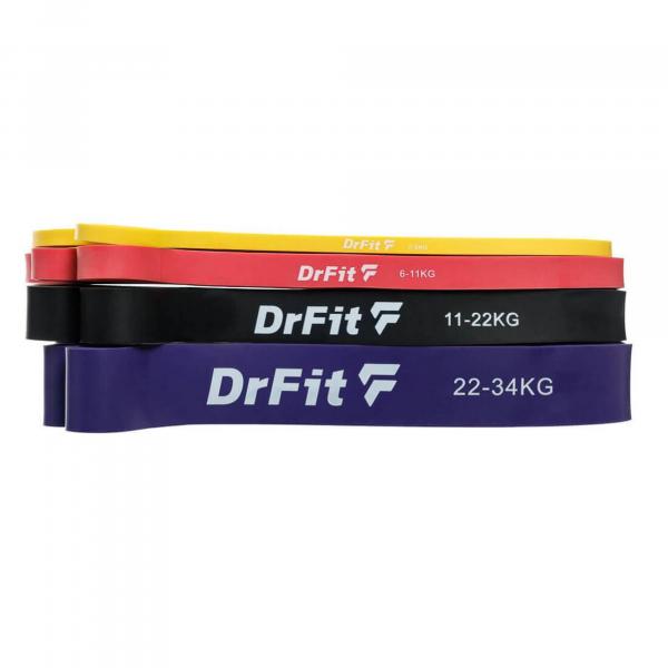 Taśmy oporowe do ćwiczeń na siłowni Power Band gumy fitness zestaw 4 szt. DrFit