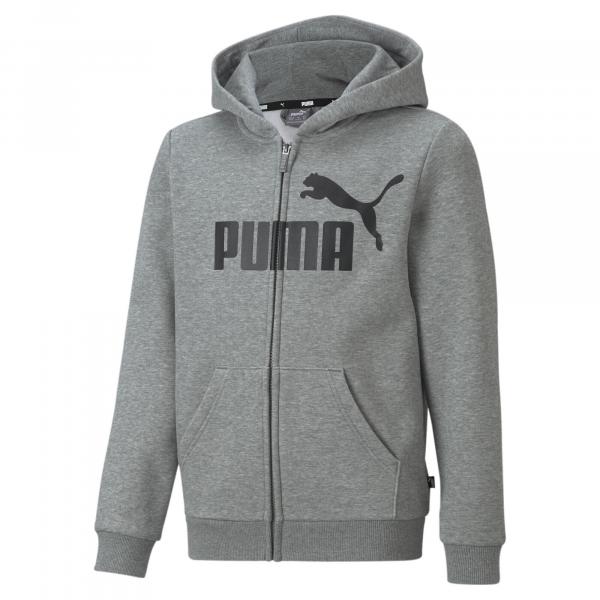 Młodzieżowa bluza z kapturem z dużym logo Essentials PUMA Medium Gray Heather