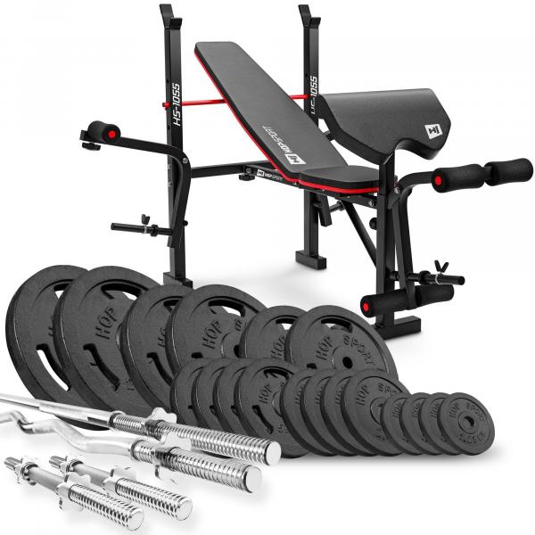 Zestaw kulturystyczny Hop-Sport Strong 146kg z ławką HS-1055