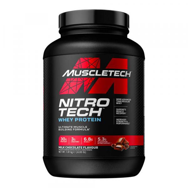 Mieszanka Białek MUSCLE TECH Nitro Tech Whey Protein - 1810g Budowa Sylwetki