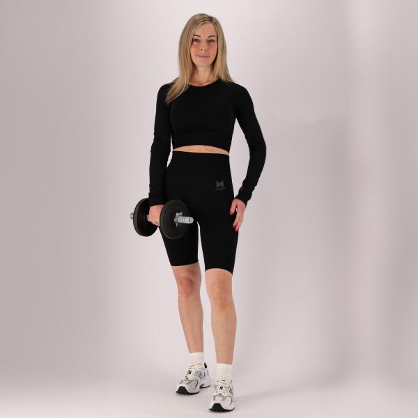 Damski zestaw sportowy - Legginsy/Top - Czarny