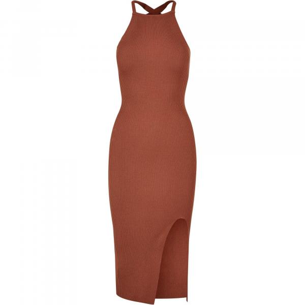 Womens/Ladies Rib Knit Cross Back Midi Dress