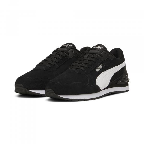 Sneakersy zamszowe unisex ST Runner v4 PUMA Black White Silver Metallic