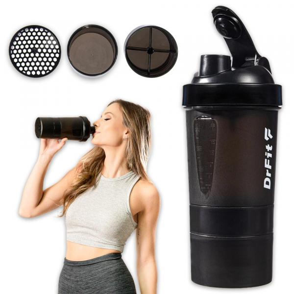 Bidon shaker zestaw wieloelementowy treningowy DrFit