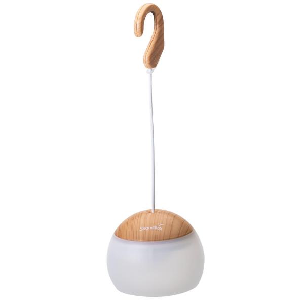 Lampa kempingowa LED Tufjord, z haczykiem, 180-200 lumenów, imitacja drewna