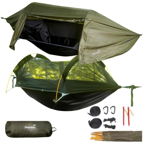 Hamak bushcraft turystyczny surivivalowy z moskitierą i tropikiem Rian 270×140cm