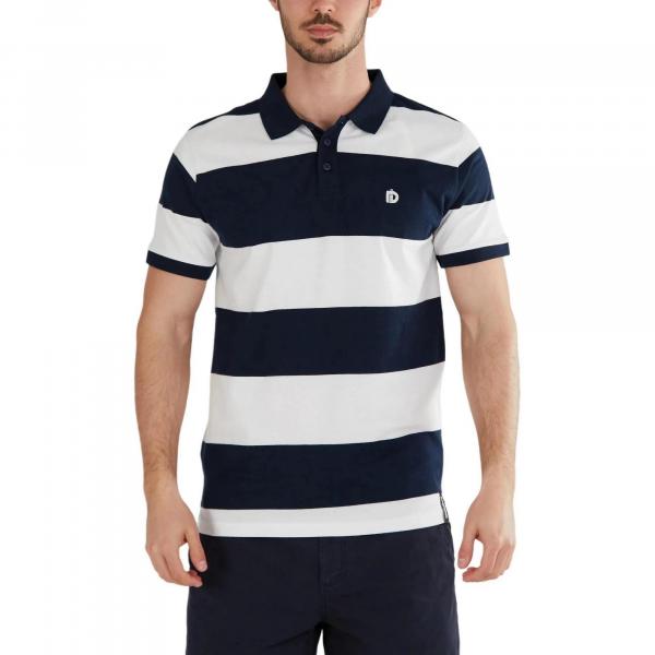 T-shirt męski Fundango Incognito Stripe z kołnierzykiem