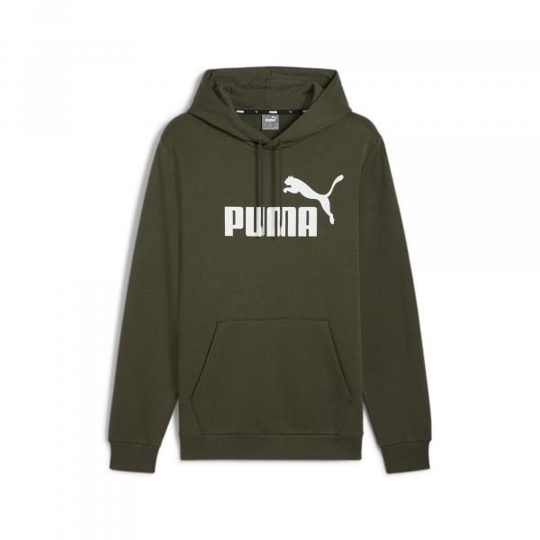 Męska bluza z kapturem z dużym logo Essentials PUMA Dark Olive Green