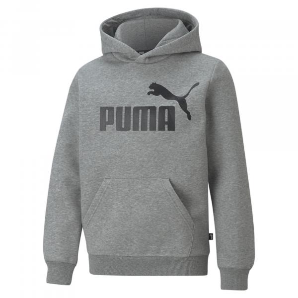 Młodzieżowa bluza z kapturem z dużym logo Essentials PUMA Medium Gray Heather