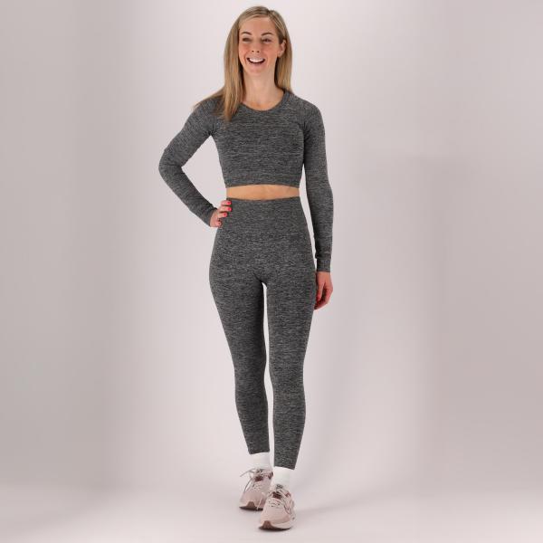Damski zestaw sportowy - Legginsy/Top - Antracyt