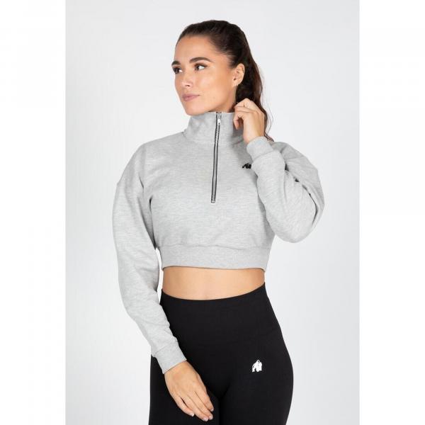Ocala Cropped Bluza z zamkiem błyskawicznym do połowy - Szary