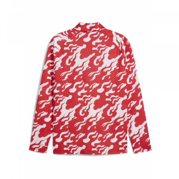 Męska bluza przedmeczowa z zamkiem 1/4 AC Milan PUMA White For All Time Red