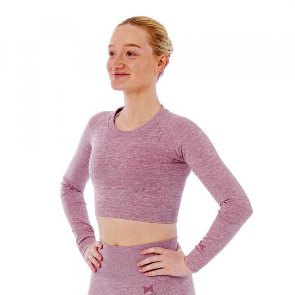 Xtreme Sportswear Crop Damski top sportowy z długim rękawem Różowy