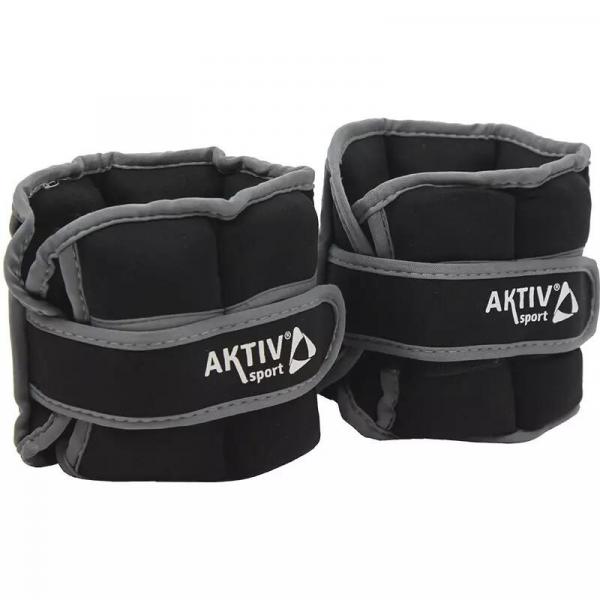 Obciążniki na nadgarstki i kostki Aktivsport 2x2 kg, czarno-szare, regulowane