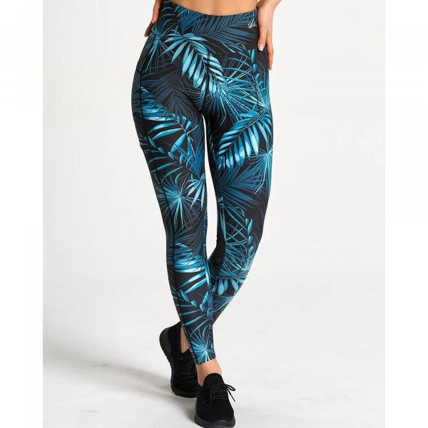 Legginsy sportowe damskie z wysokim stanem z kieszenią Dark Tropical