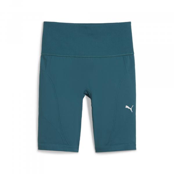 DAMSKIE, ROWEROWE SPODENKI BEZSZWOWE Z WYSOKIM STANEM SHAPELUXE PUMA Cold Green