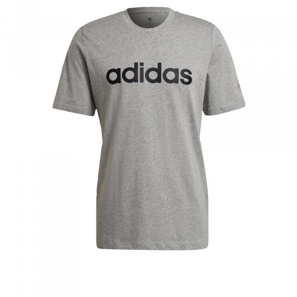 Koszulka z krótkim rękawem Męska Adidas Embroidered Linear Logo Szary