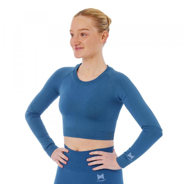 Xtreme Sportswear Crop Damski top sportowy z długim rękawem Niebieski