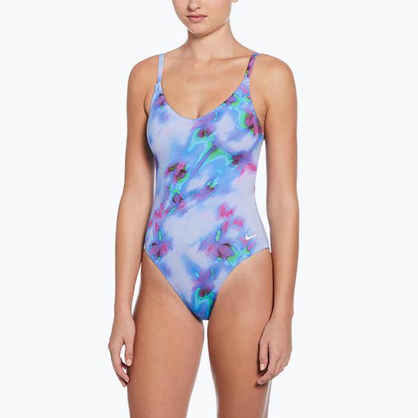 Strój pływacki jednoczęściowy damski Nike Floral Blur V-Neck
