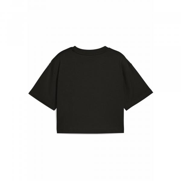 Młodzieżowa koszulka Essentials o krótkiej długości z grafiką PUMA Black