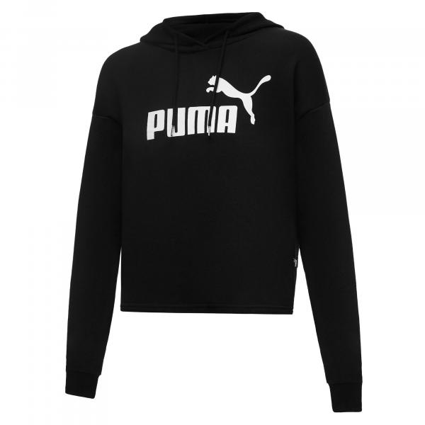 Damska krótka bluza Essentials z kapturem i logo PUMA Black