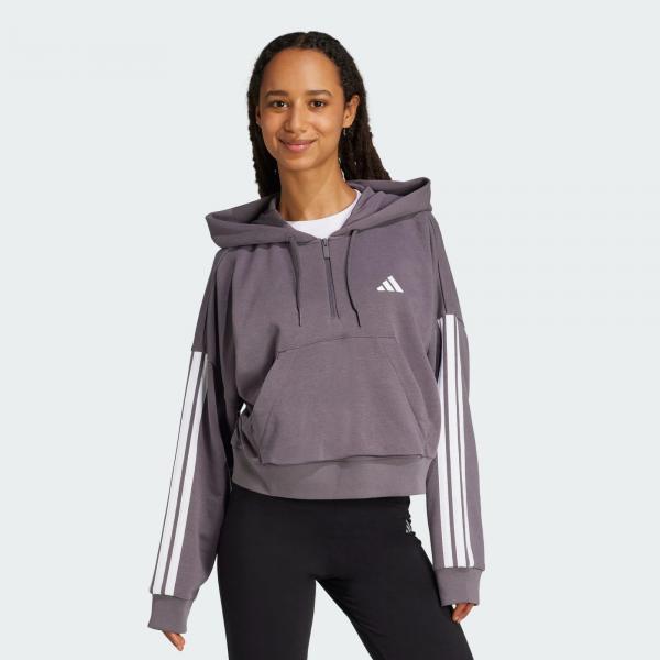 Bluza z kapturem Essentials 3-Stripes French Terry Quarter-Zip