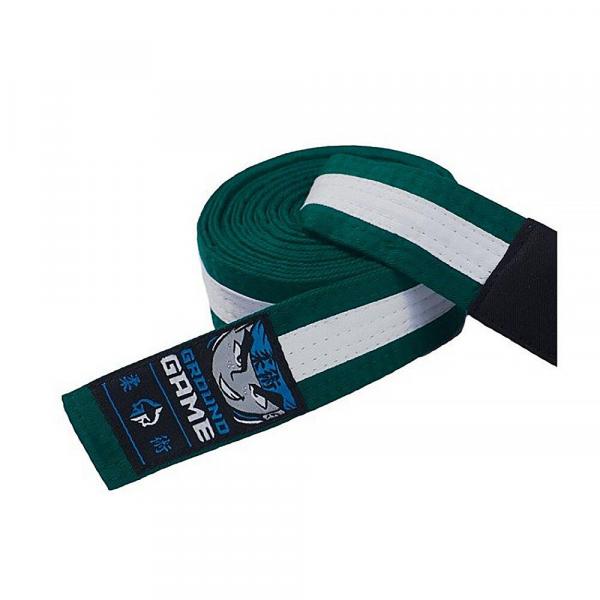 Pas do BJJ dla dzieci Ground Game zielony z białą belką