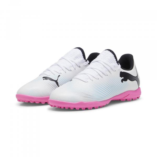 Młodzieżowe buty piłkarskie FUTURE 7 PLAY TT PUMA White Black Poison Pink