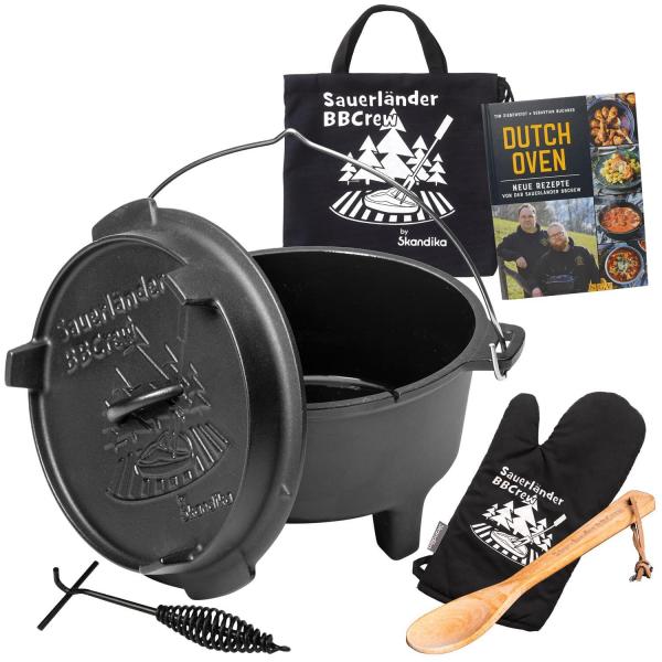 Żeliwny emaliowany garnek kociołek kempingowy BBCREW Dutch Oven 10,25 L