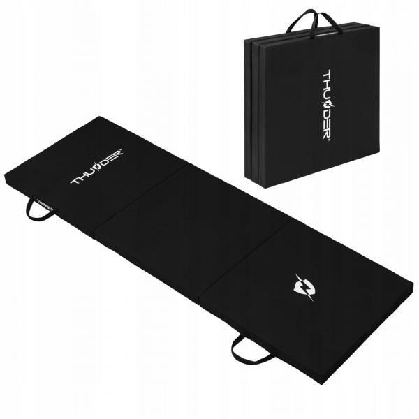 Materac gimnastyczny składany czarny do ćwiczeń 180x60x4