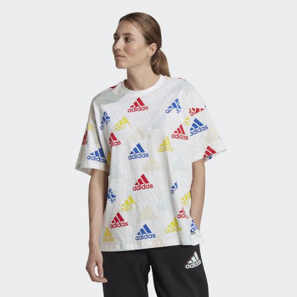 Damski wielobarwny T-shirt z logo adidas Essentials Boyfriend