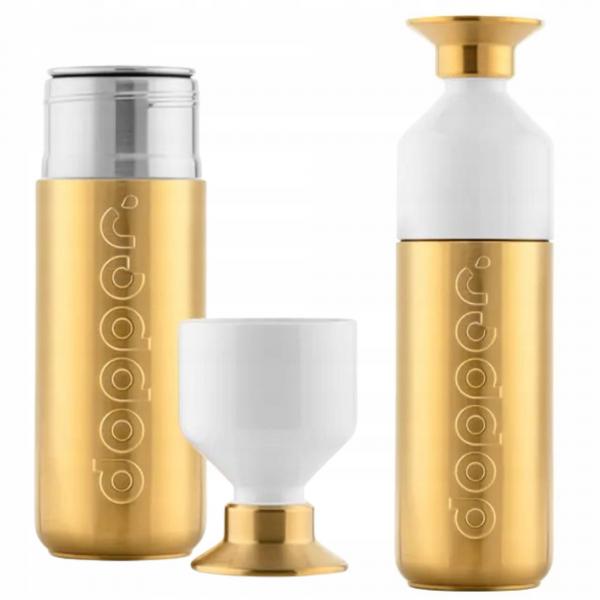 Ekologiczna butelka metalowa Dopper Steel Gold 800 ml z kubkiem termos