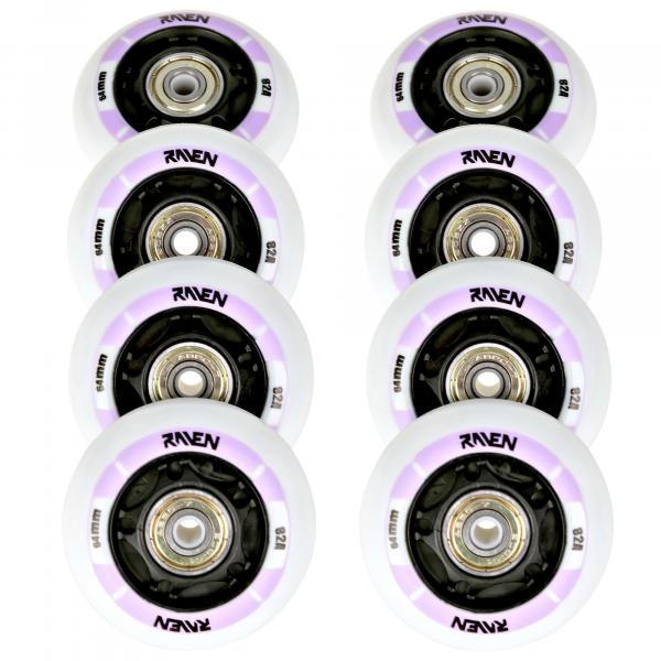 8x Świecące kółka LED + łożyska do rolek Raven Helixi 70mm PU