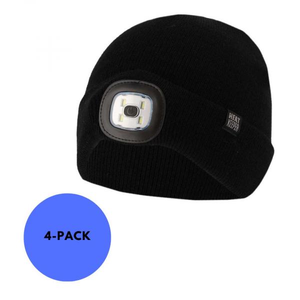 Czapka termiczna + oświetlenie LED dla dzieci - Czarny - 4 pary