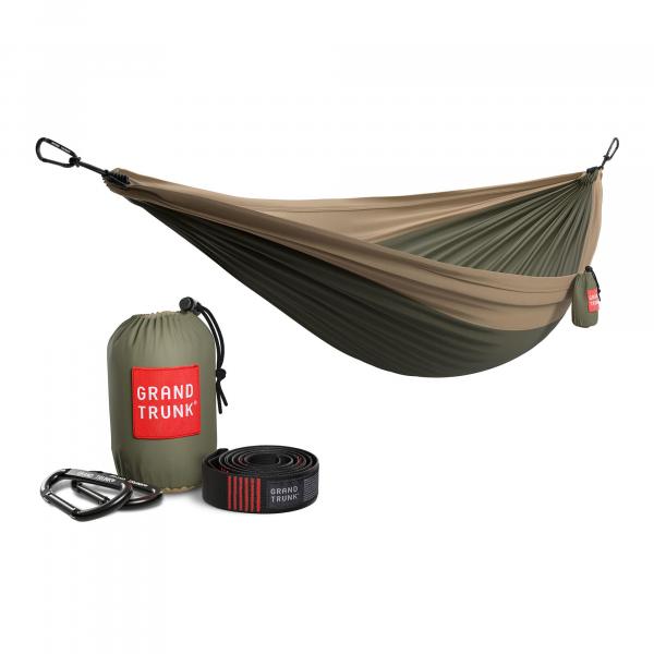 Hamak Grand Trunk Double Delux Parachute Nylon + Straps olive/khaki