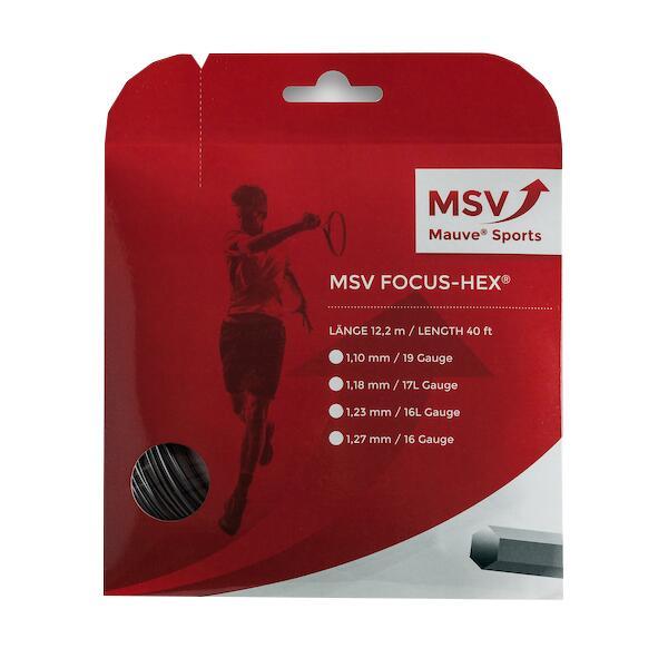 Naciąg do rakiety tenisowej MSV Focus Hex czarny set 12m. 1,23 mm.