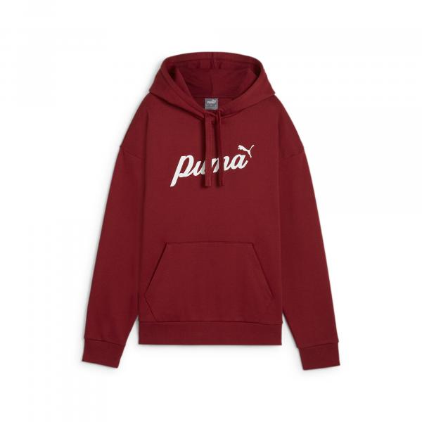 Damska bluza z kapturem ESS+ Script PUMA Intense Red White Rubber